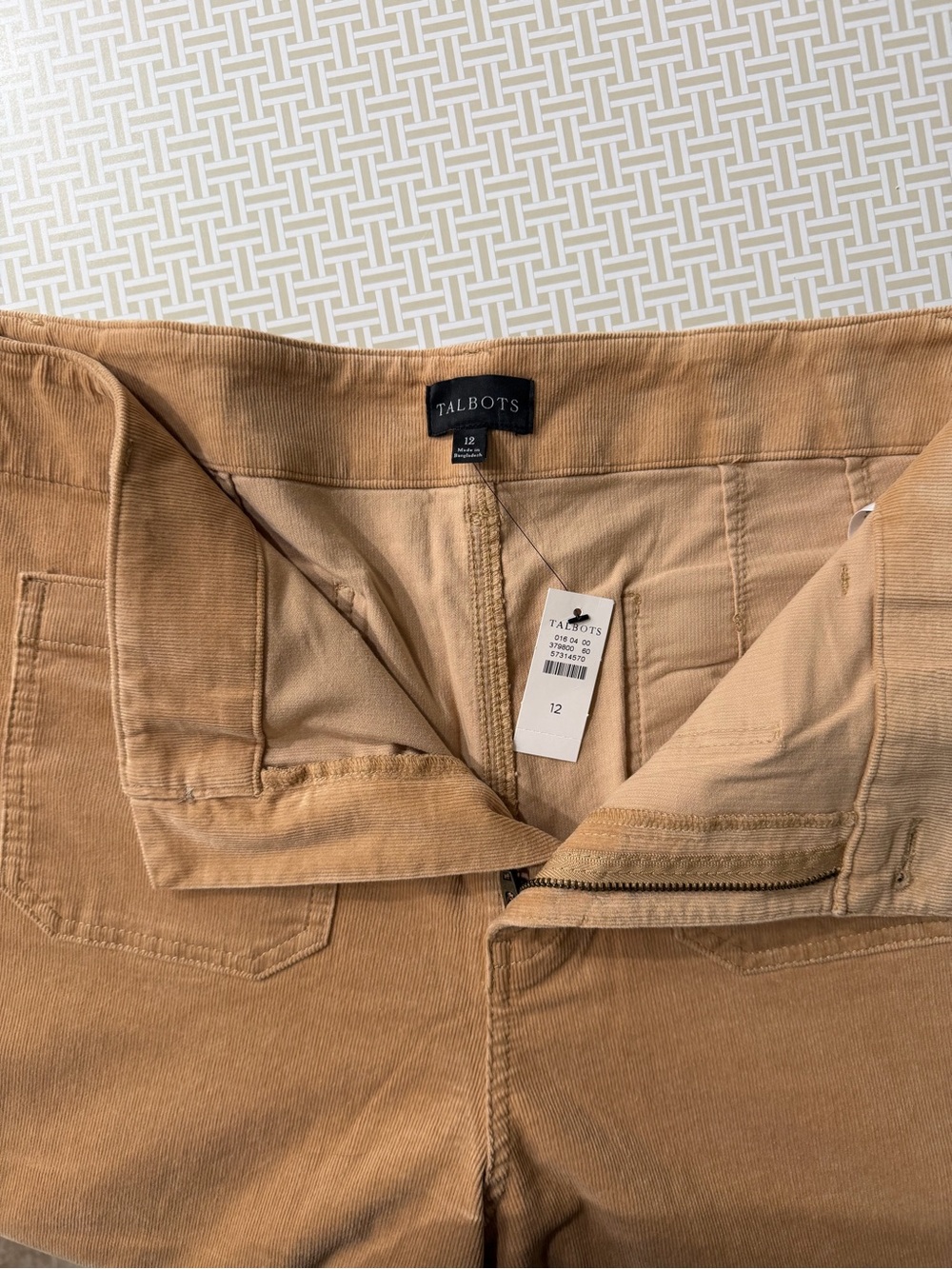 Talbots Tan Corduroy Straight-Leg Pants